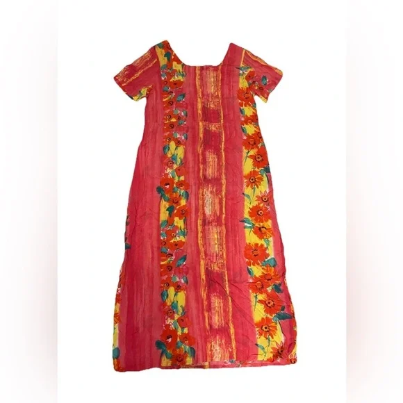 Jams World Fire Daisy Floral MIDI Maxi Dress Pockets Split Size Small - Picture 2 of 10